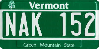 VT license plate NAK152