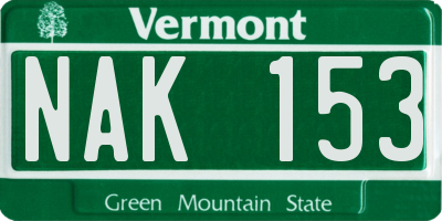 VT license plate NAK153