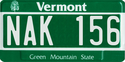 VT license plate NAK156