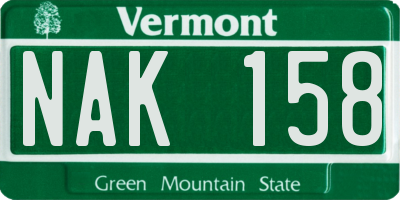 VT license plate NAK158