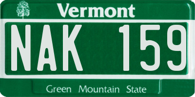 VT license plate NAK159