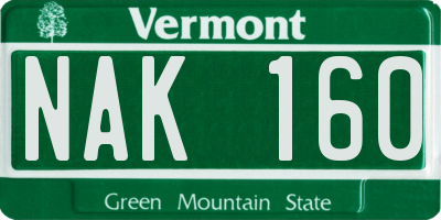 VT license plate NAK160