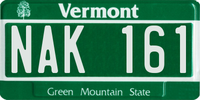 VT license plate NAK161