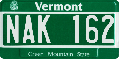 VT license plate NAK162