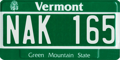 VT license plate NAK165