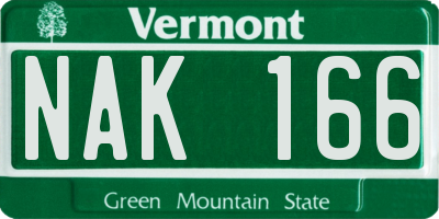 VT license plate NAK166