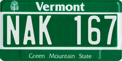 VT license plate NAK167