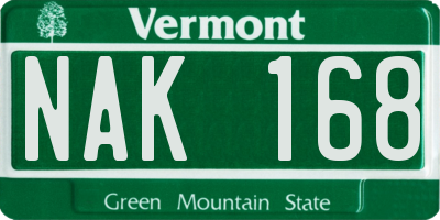 VT license plate NAK168