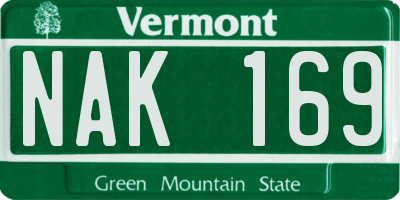 VT license plate NAK169