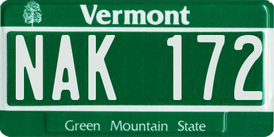 VT license plate NAK172