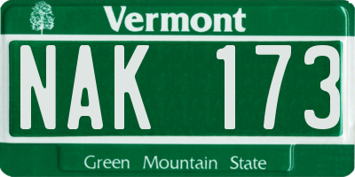 VT license plate NAK173