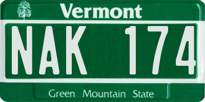VT license plate NAK174