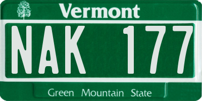 VT license plate NAK177