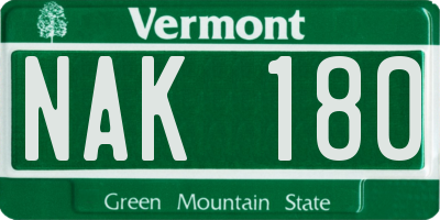 VT license plate NAK180