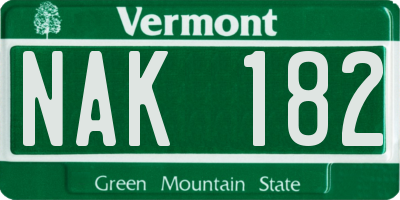 VT license plate NAK182