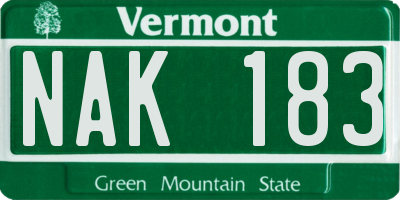 VT license plate NAK183