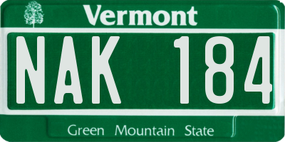 VT license plate NAK184