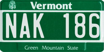 VT license plate NAK186