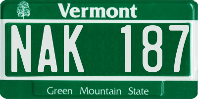 VT license plate NAK187