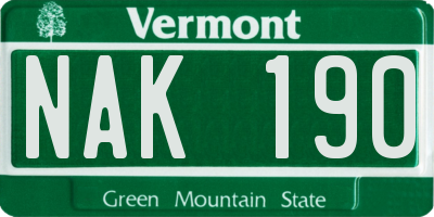 VT license plate NAK190