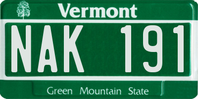 VT license plate NAK191