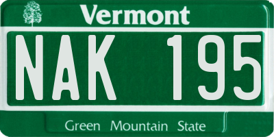 VT license plate NAK195