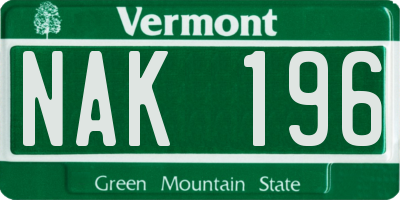 VT license plate NAK196
