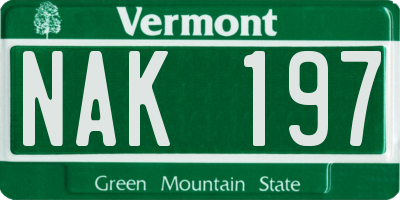 VT license plate NAK197