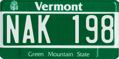 VT license plate NAK198