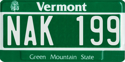 VT license plate NAK199