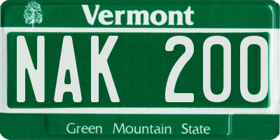 VT license plate NAK200