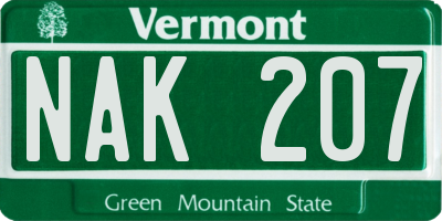 VT license plate NAK207