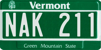 VT license plate NAK211