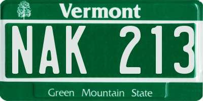 VT license plate NAK213