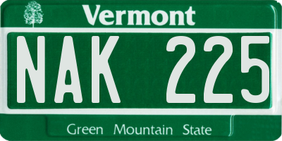 VT license plate NAK225
