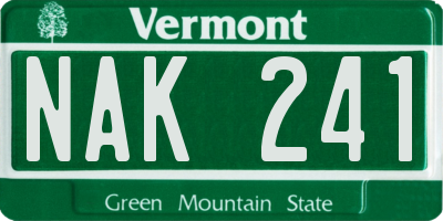 VT license plate NAK241