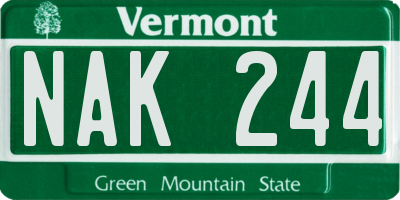 VT license plate NAK244