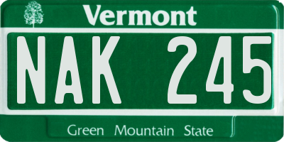 VT license plate NAK245