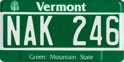 VT license plate NAK246