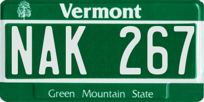 VT license plate NAK267