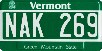 VT license plate NAK269