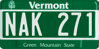 VT license plate NAK271