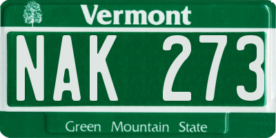 VT license plate NAK273
