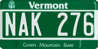VT license plate NAK276