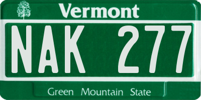 VT license plate NAK277