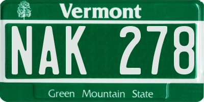 VT license plate NAK278