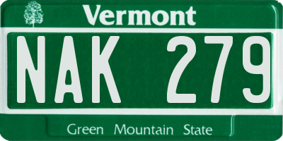 VT license plate NAK279