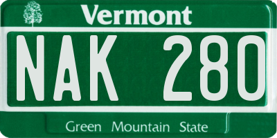 VT license plate NAK280