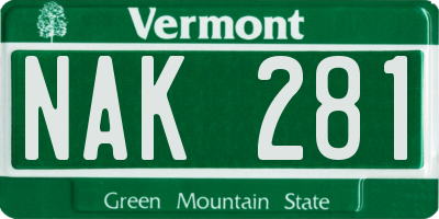 VT license plate NAK281