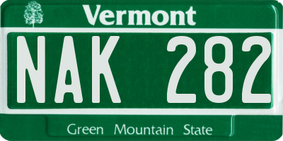 VT license plate NAK282